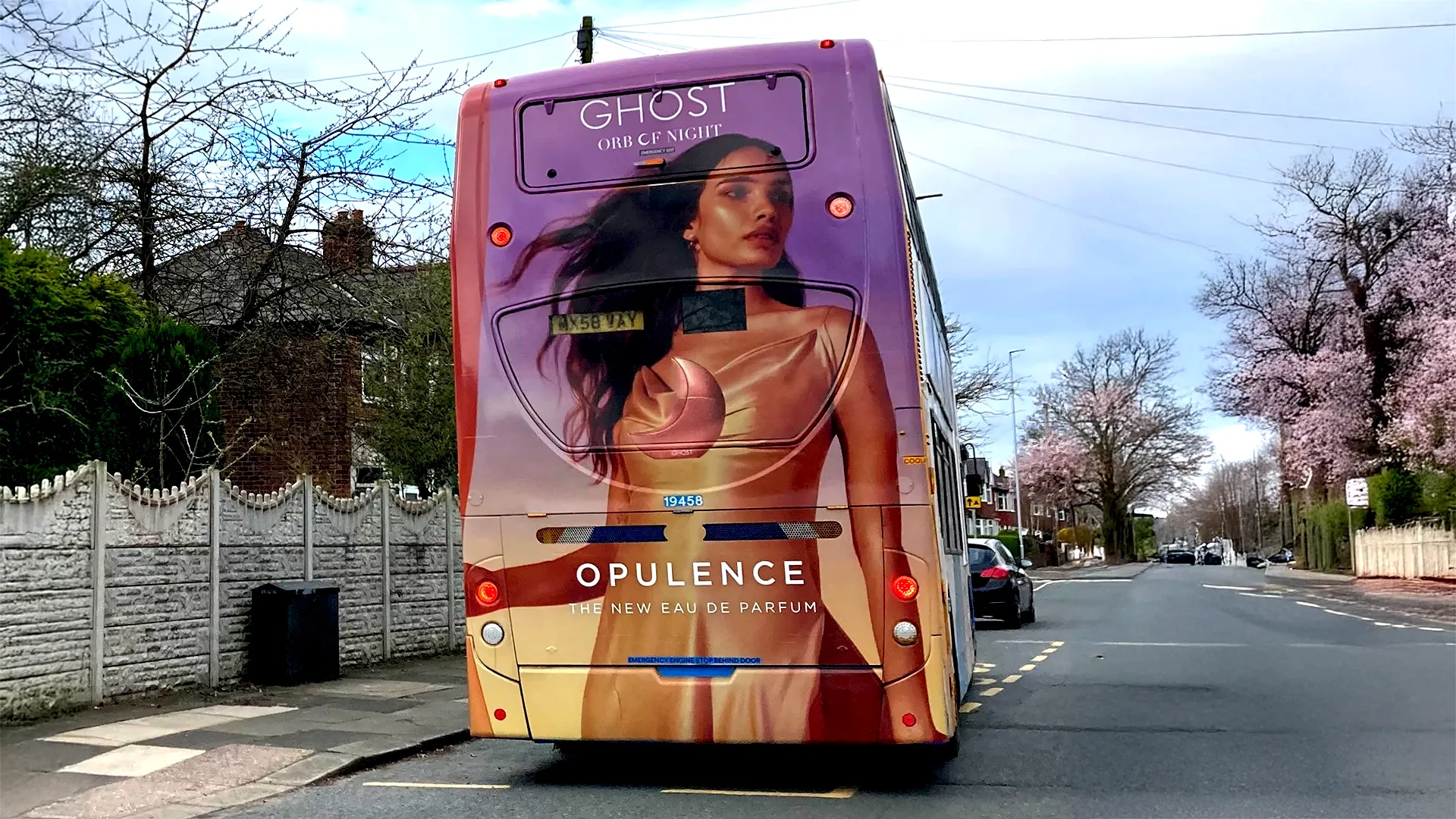 Ghost perfeumes aim for impact with a Mega Rear bus advert in London