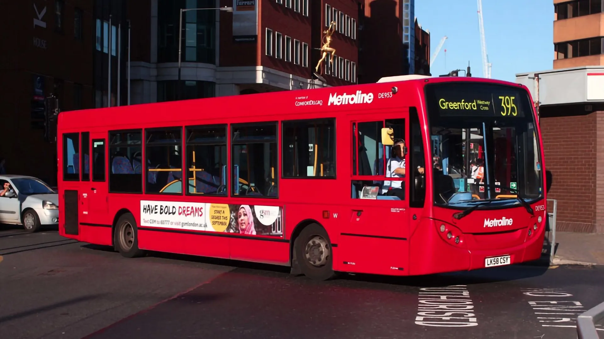 A streetliner adver targeting pedestrians and motorists on a single-decker bus in London