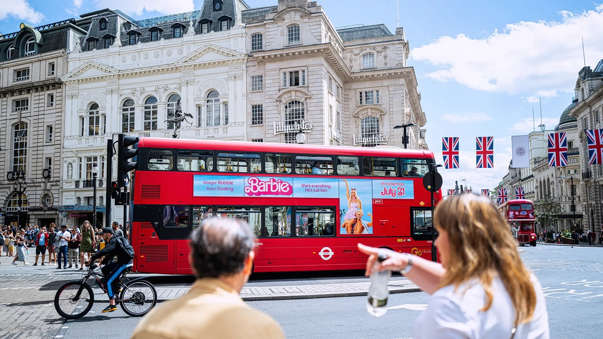 A T-Side advert for the Barbie movie creates a buzz around Piccadilly Circus in London