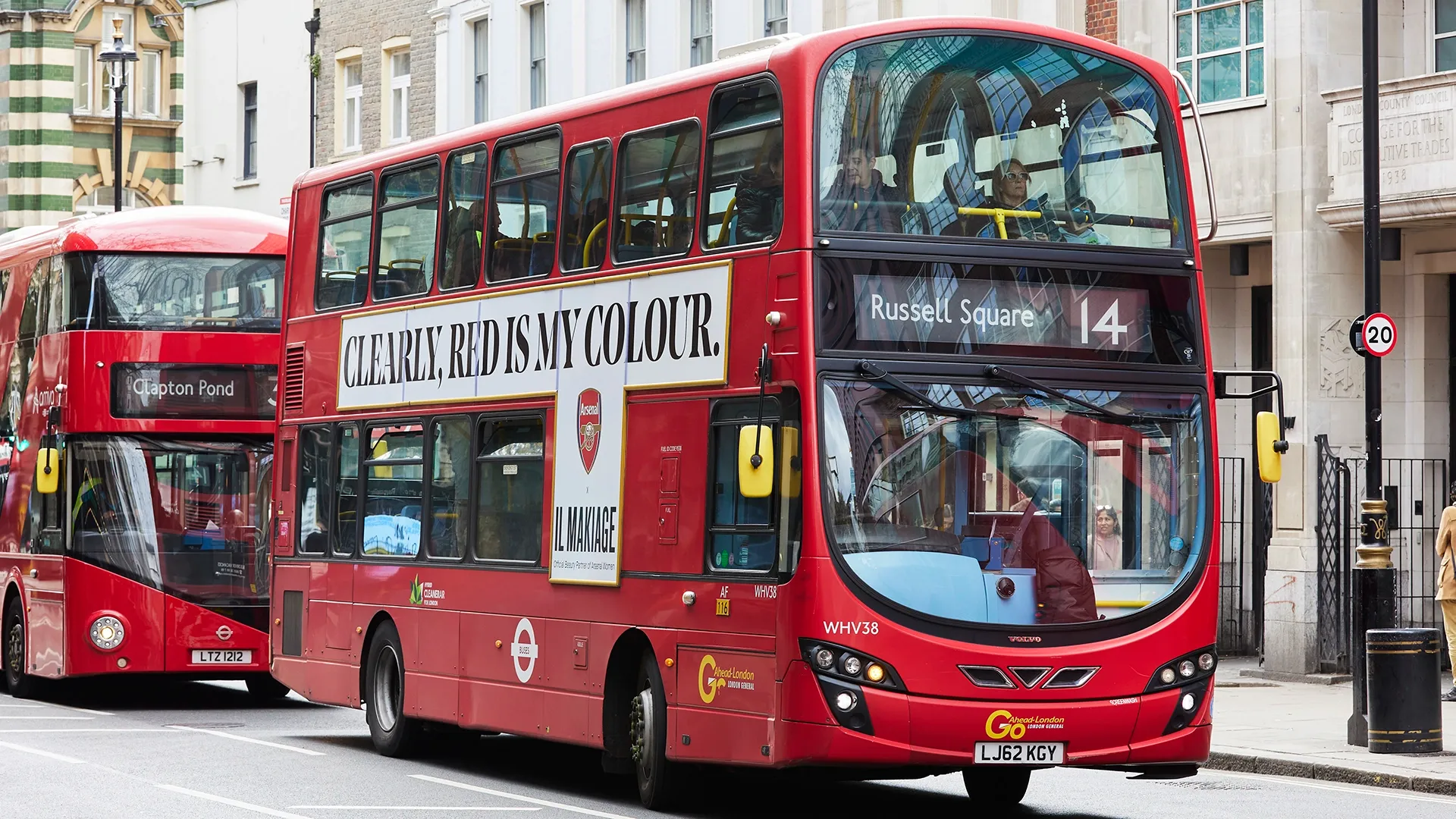 Il Makiage celebrates sponsorship of top London club Arsenal FC with a T-Side bus advert