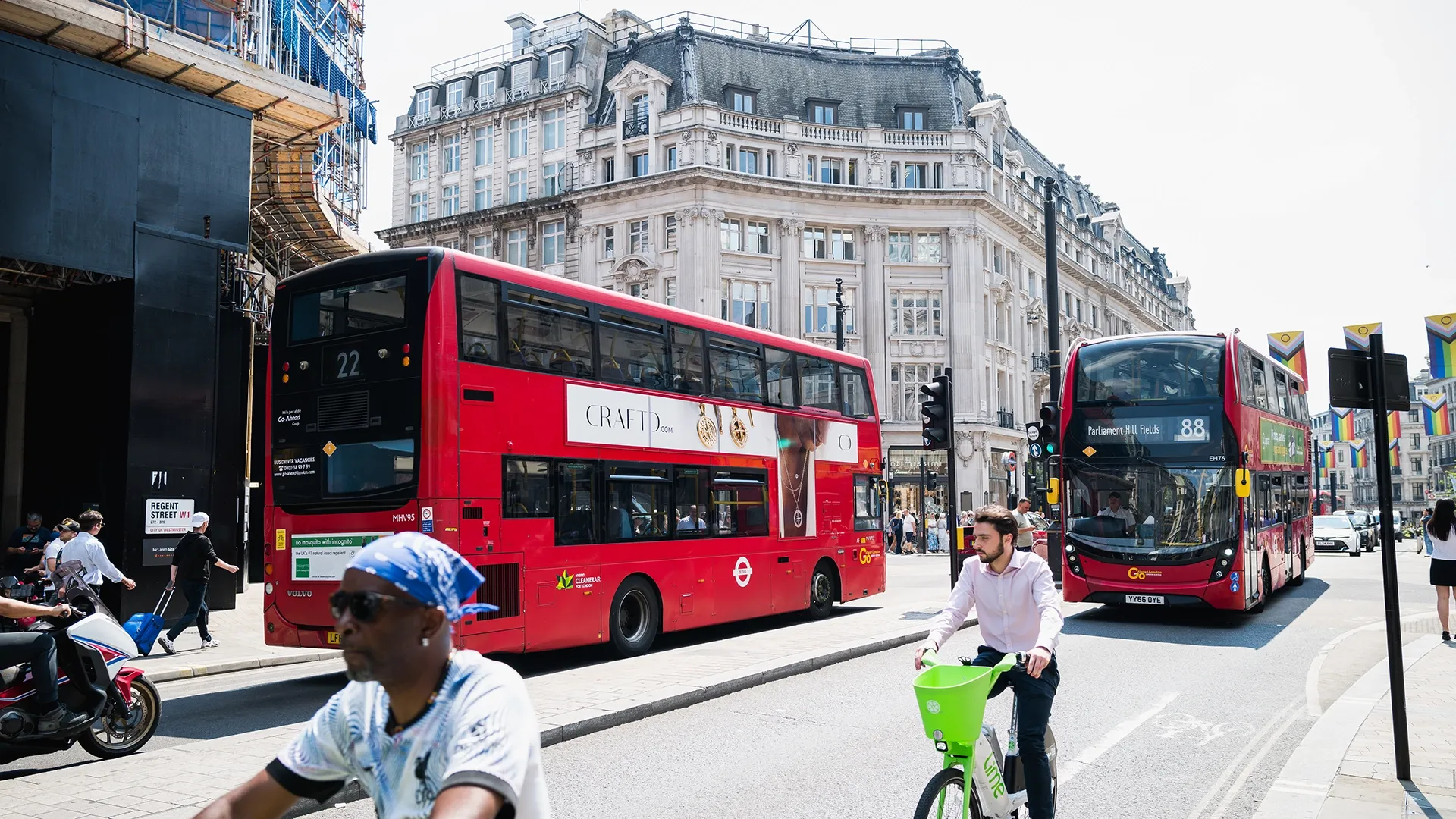 A T-Side advert for Craftd at the intersection of Oxford Street and Regent Street in London