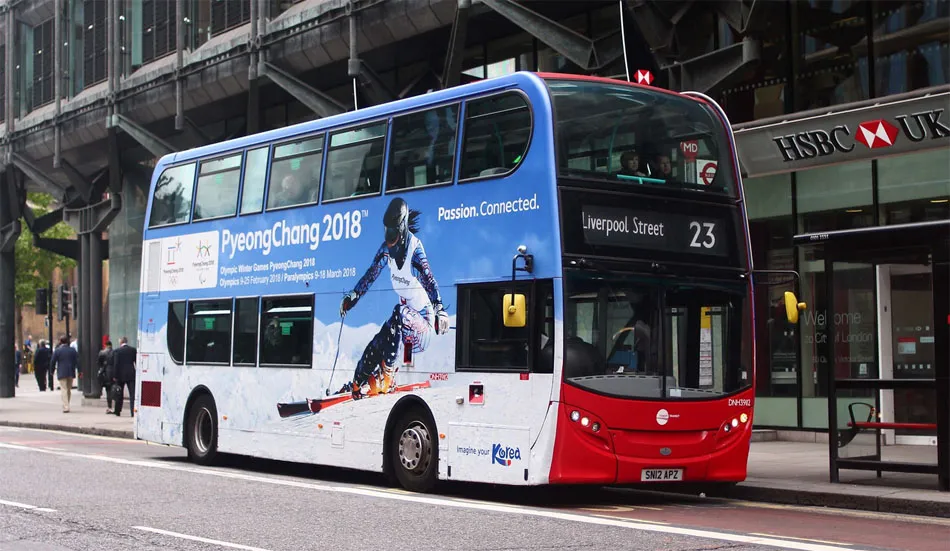 Driving Excitement for the 2018 Winter Olympics with a Stunning London Bus Advertising Campaign